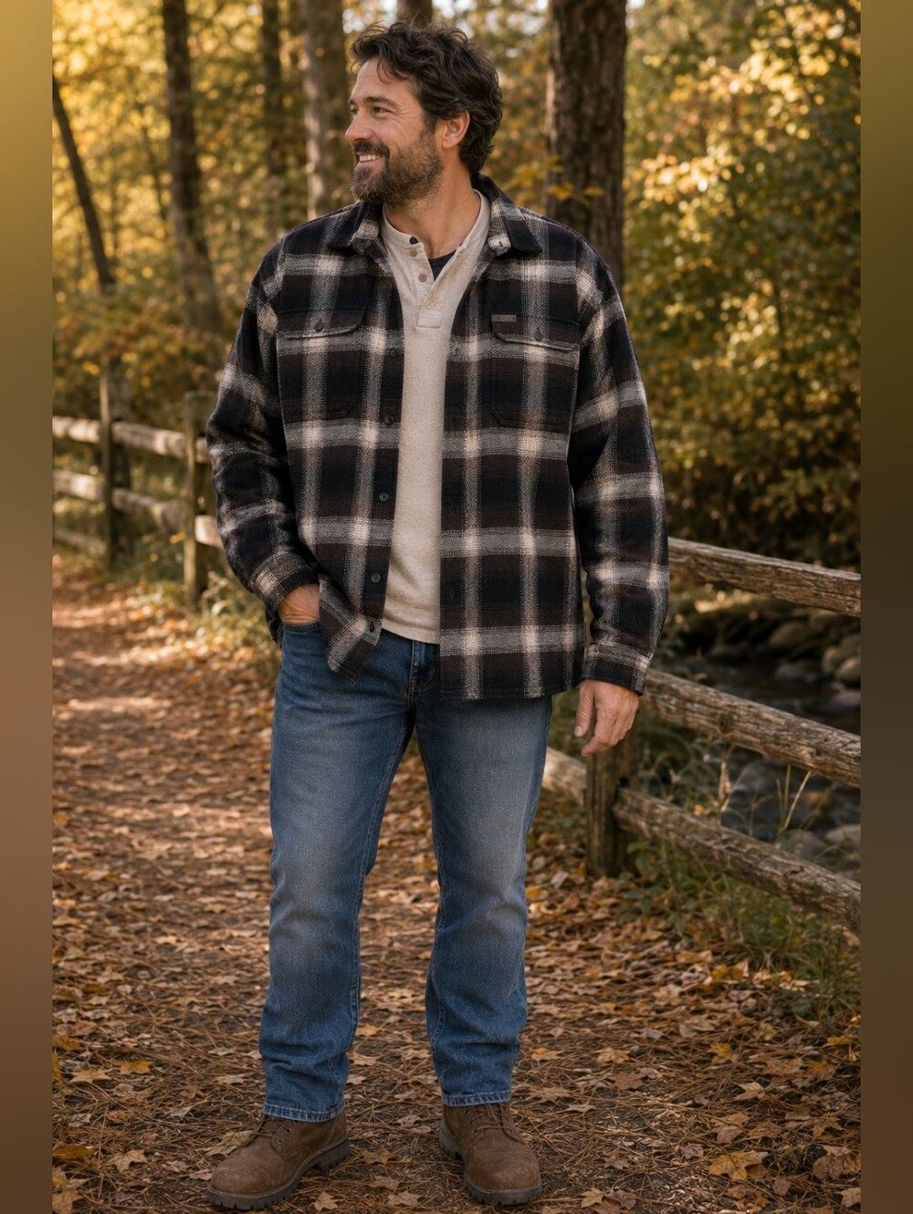 Orvis Men’s XXL Plaid Cotton Flannel Shirt Jacket Shacket Brown Black
